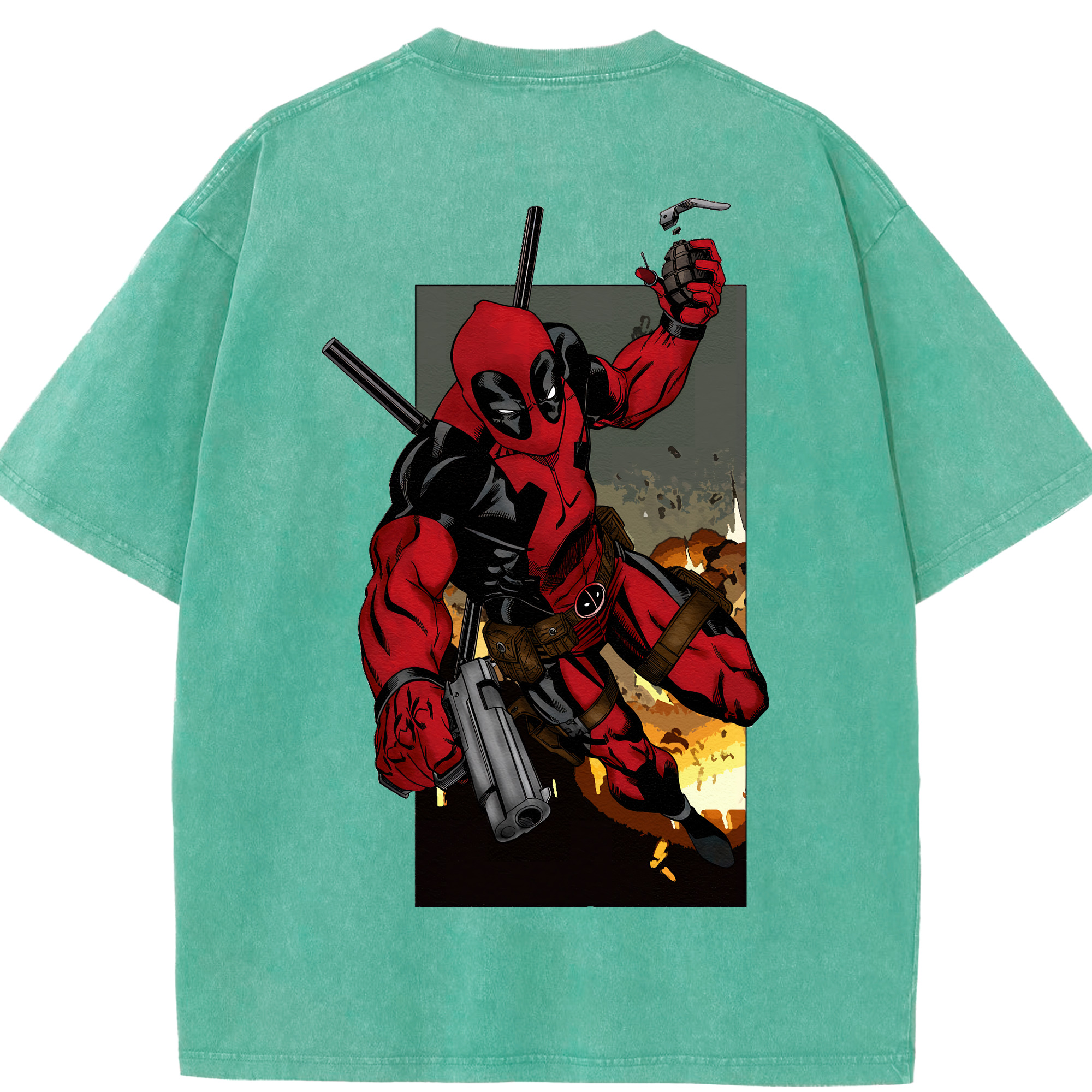 （画像用） Deadpool デッドプール 綿100% ヴィンテージ風 半袖Tシャツ（背面プリント）